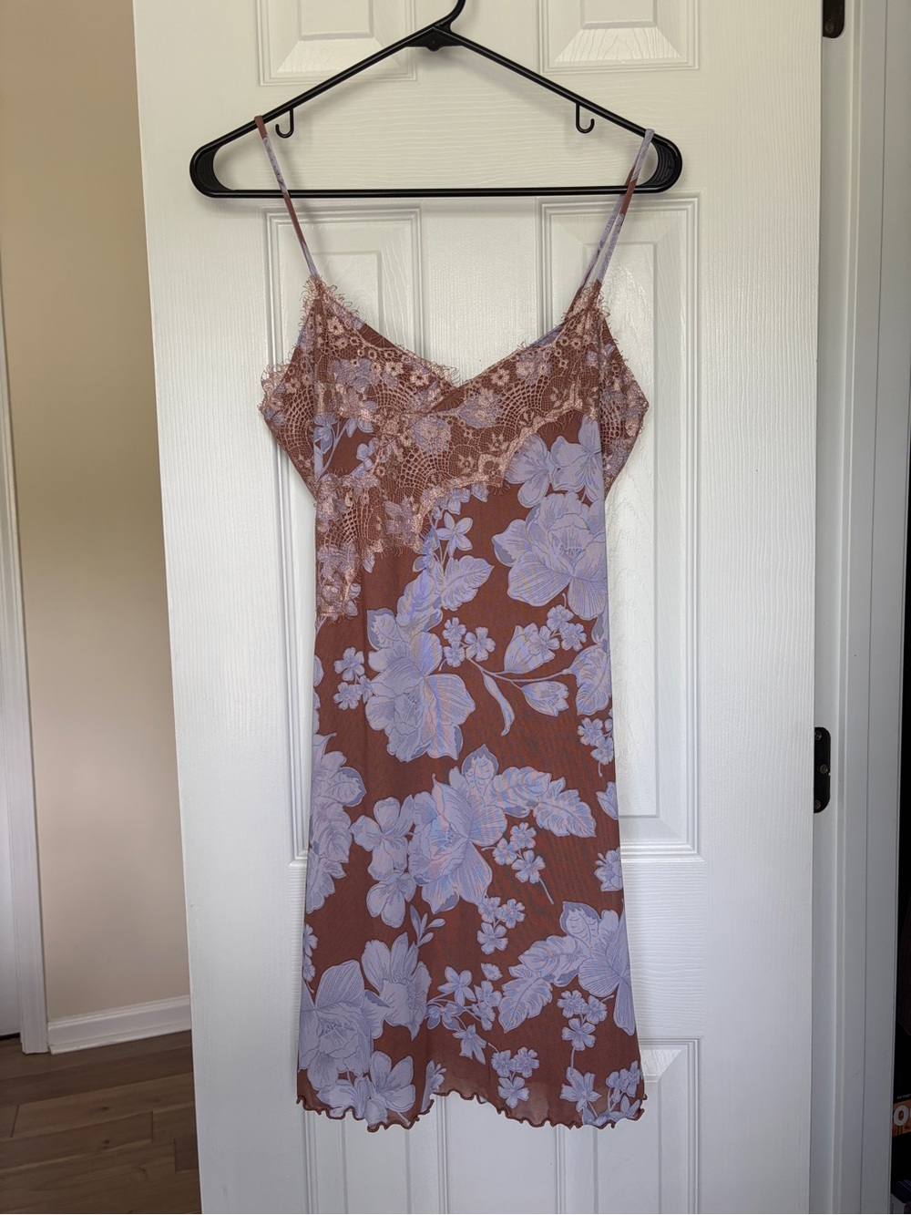 Kirious Los Angeles floral lace-trim slip dress Medium